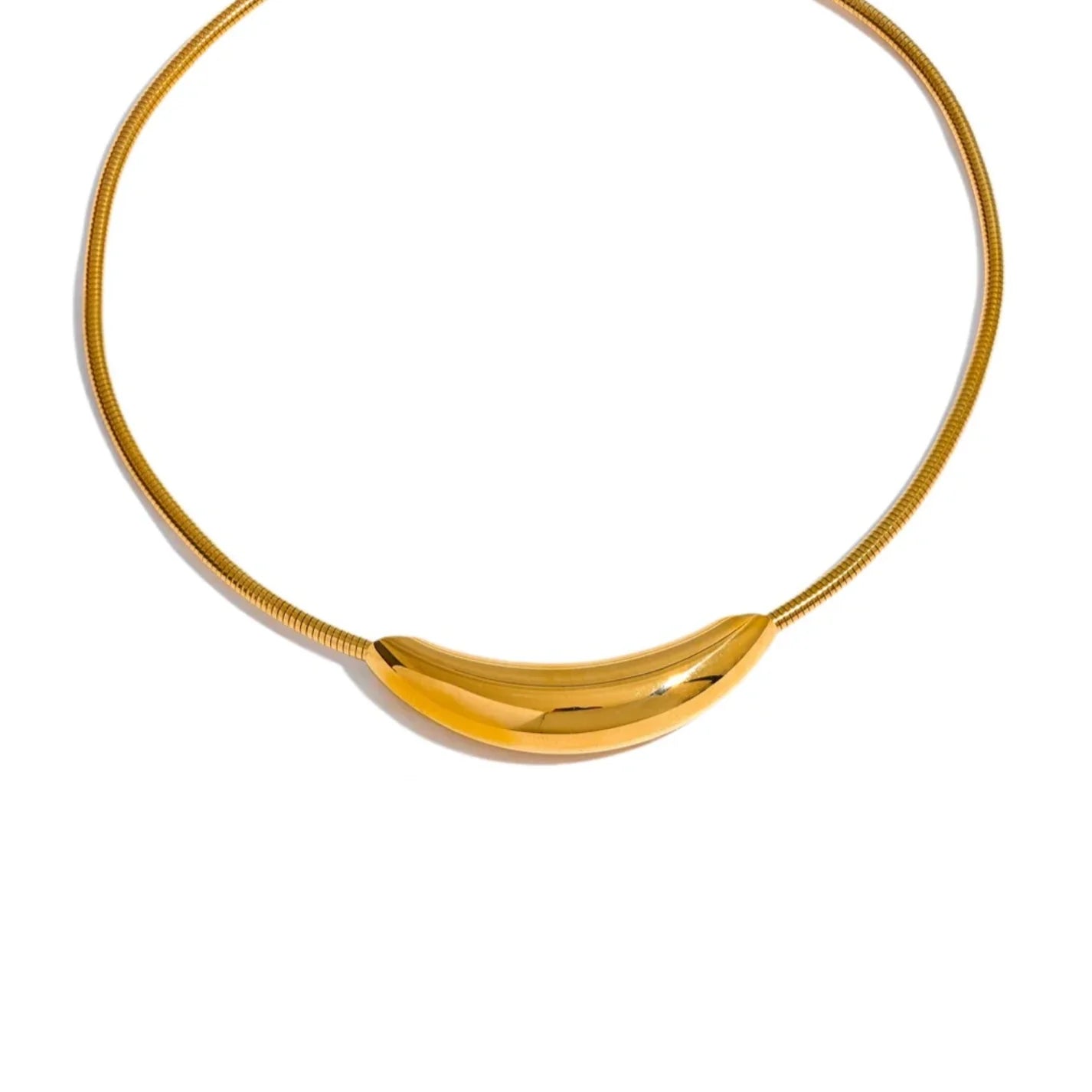 Golden Crescent Collar Necklace