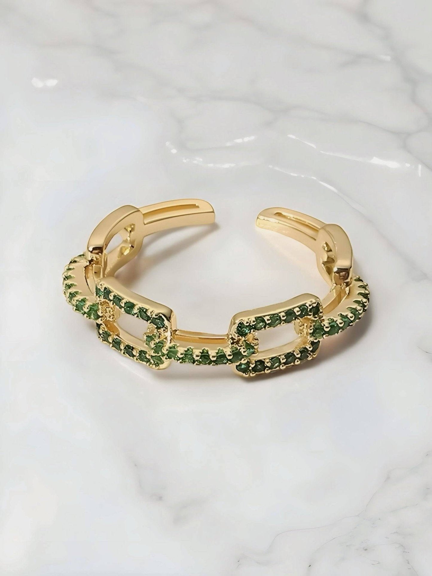 green cubic zirconia ring