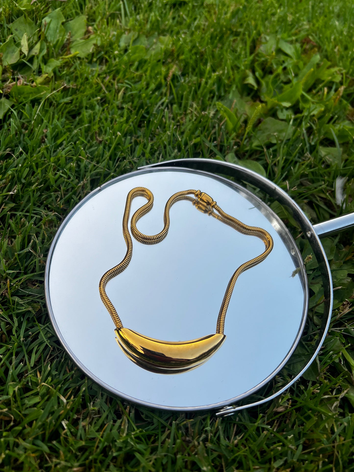 Golden Crescent Collar Necklace