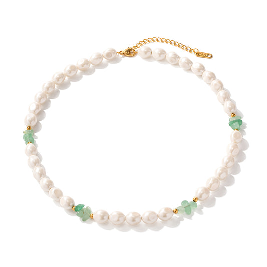 Serene Pearl and Green Aventurine Necklace