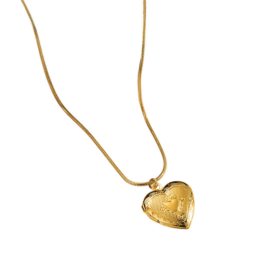 Golden Heart Locket Necklace
