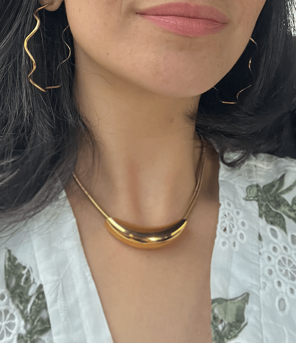 Golden Crescent Collar Necklace